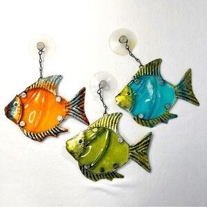 Angelfish Suncatchers Set (3) Glass Metal Window Decor Beach